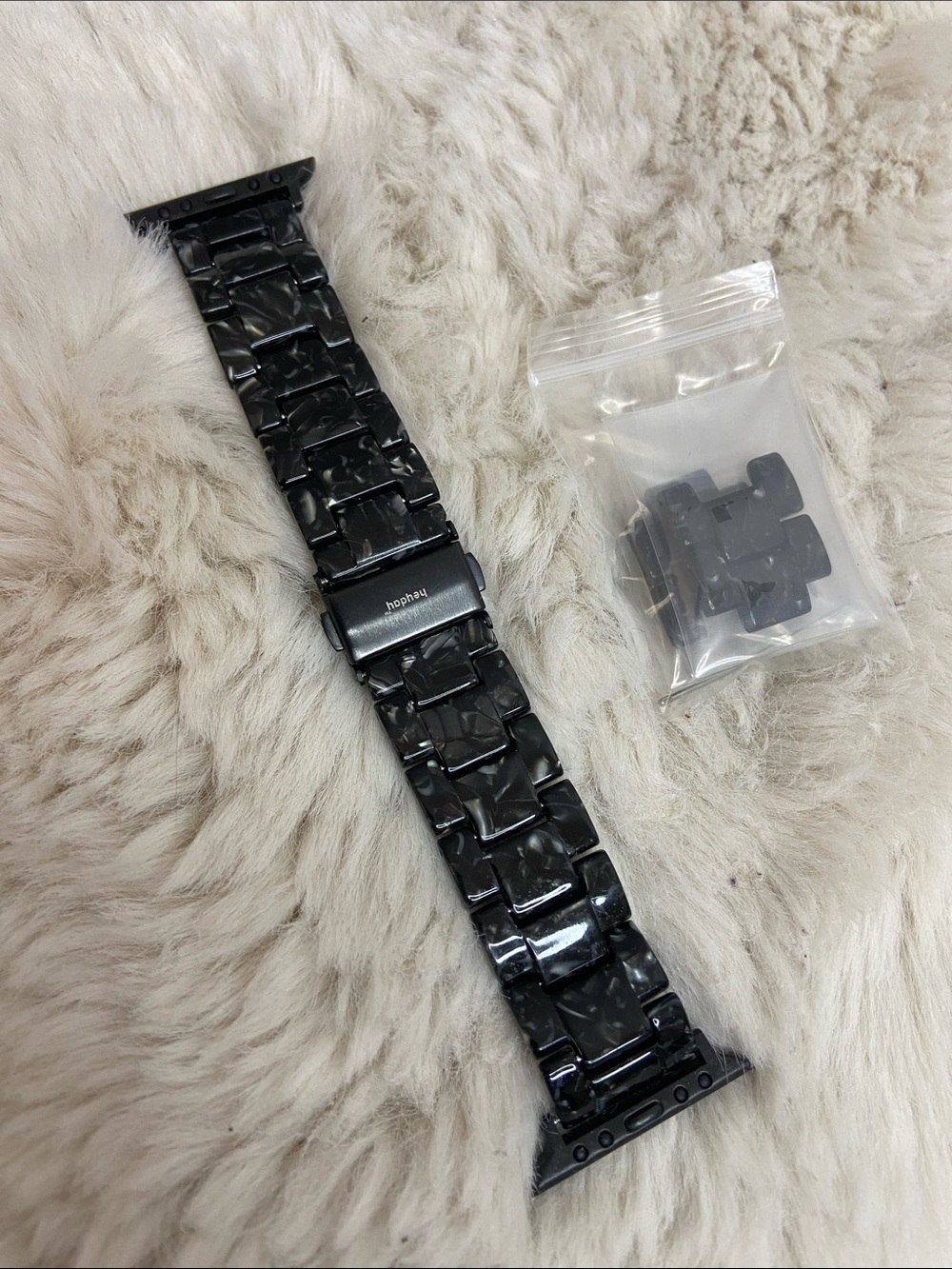heyday Black Marbled Resin Link Watch Band